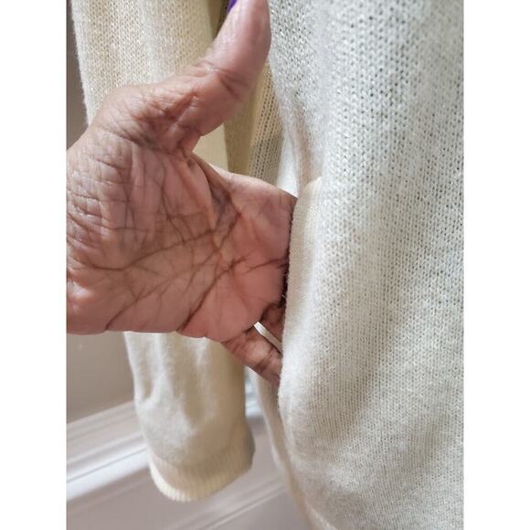 Beverly Hills Men's Cream 100% Acrylic Long Sleeve Full Zip Knit Sweater Size XL - Picture 10 of 12